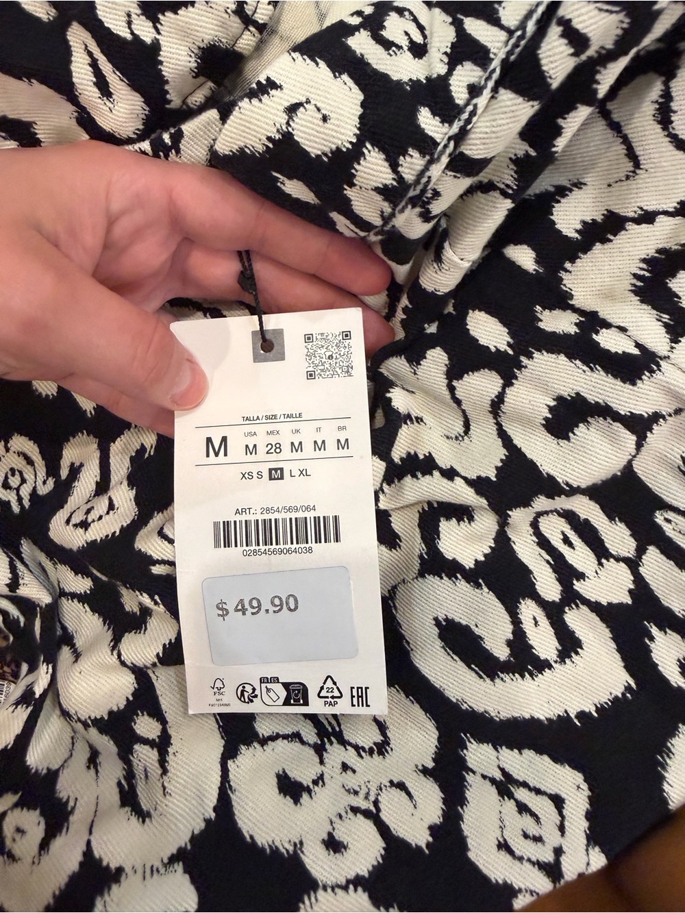 Zara Black and White Printed High-Waist Mini Skirt - Picture 5 of 5